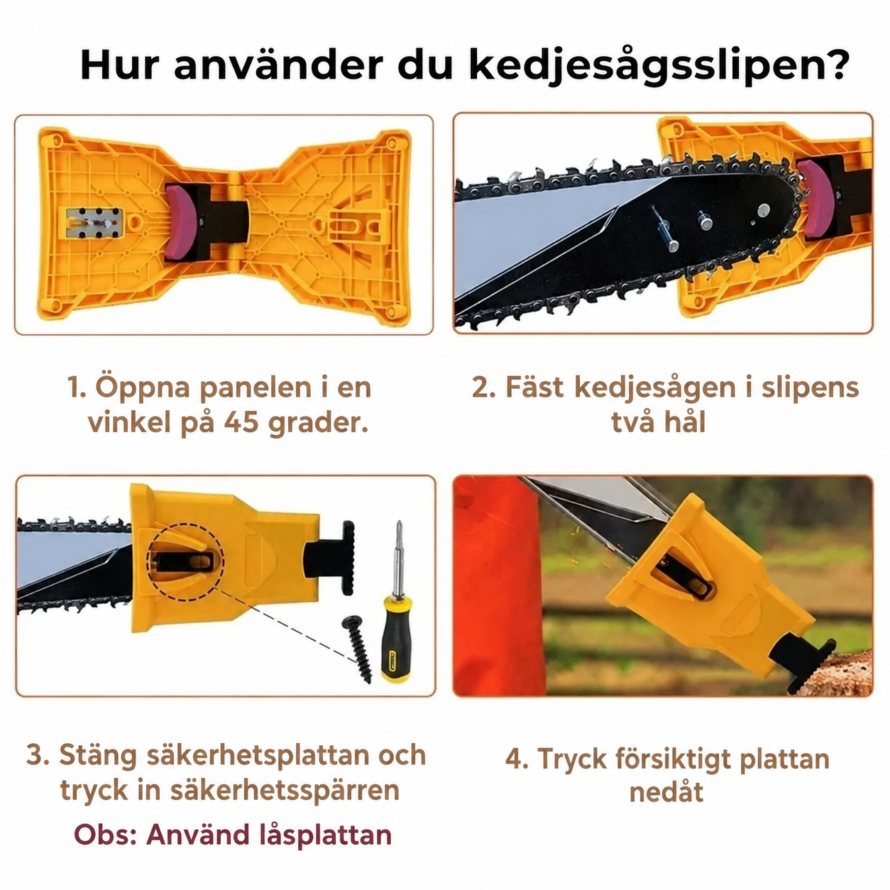 Kedjesågsslip med 5 slipstenar