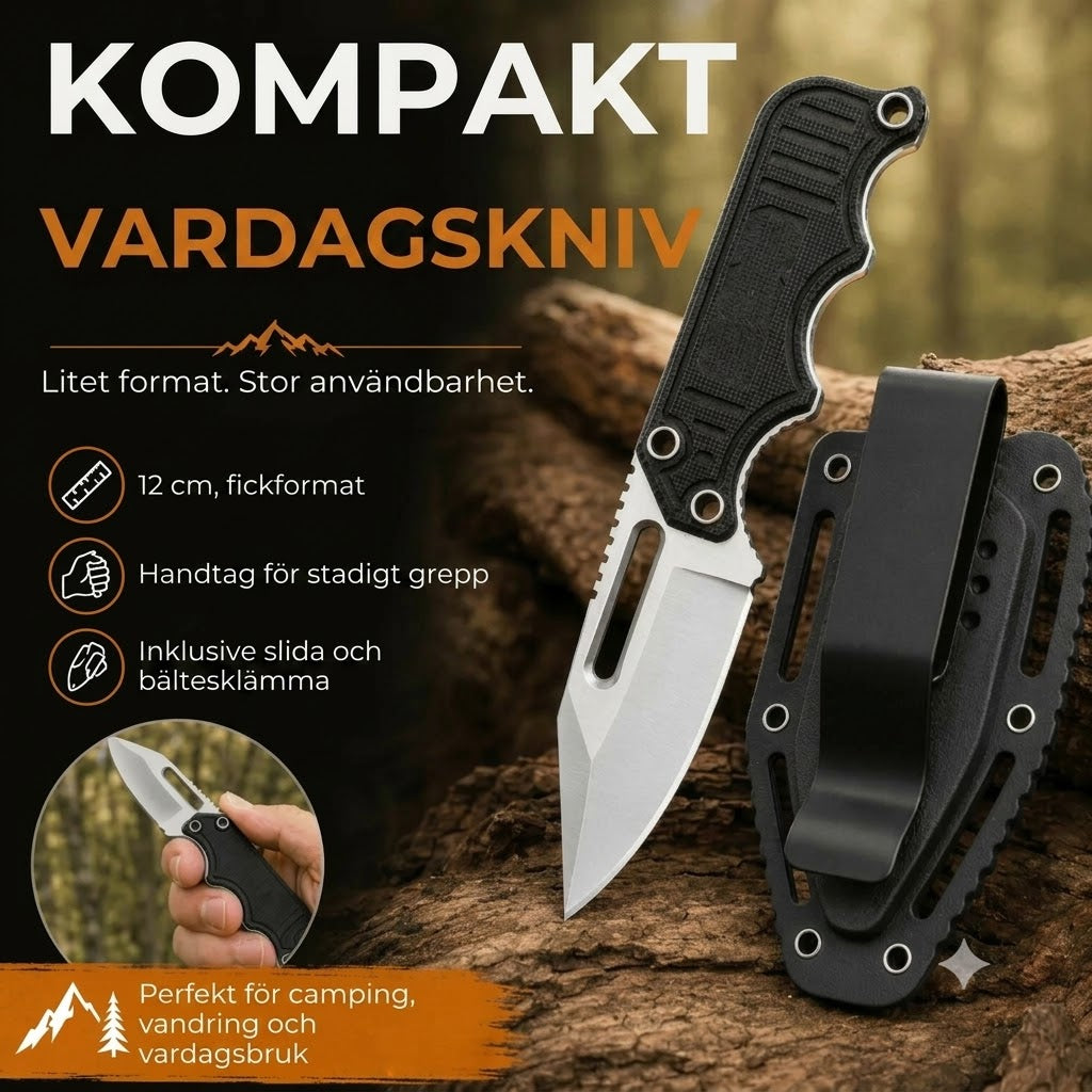 Kompakt Multifunktionell Fickkniv för Vardagsbruk och Nödsituationer