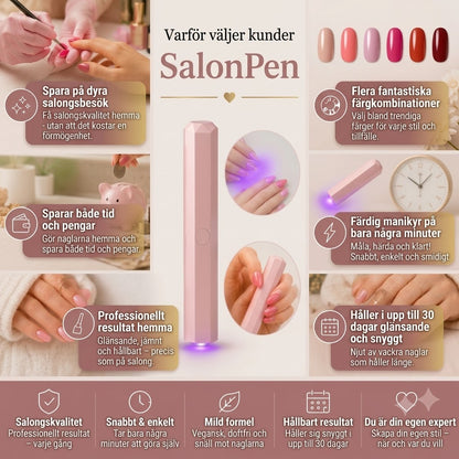 SalonPen 3-i-1 gelpennset med UV-LED-lampa, 6 st