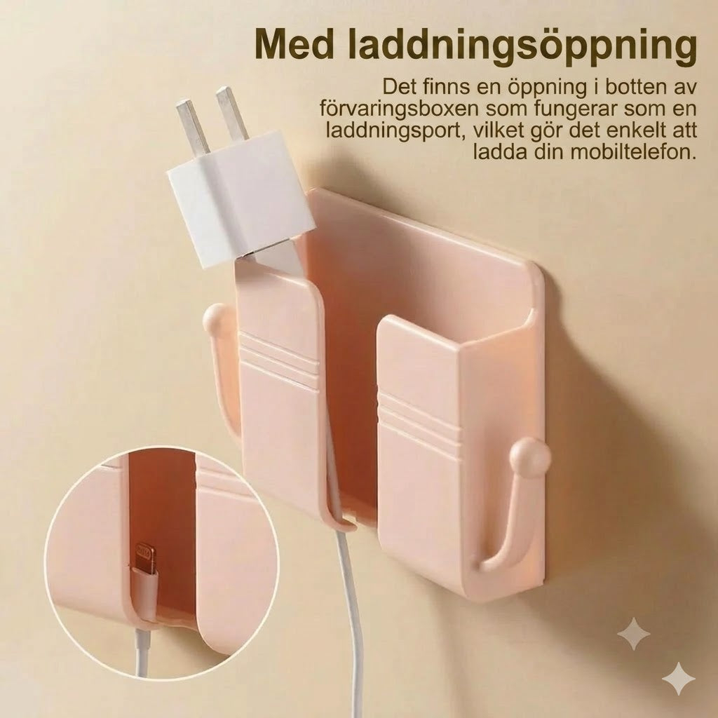 Väggfäste för fjärrkontroll, mobiltelefon och stickpropp