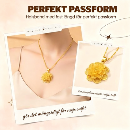 Elegant halsband med guldfärgad blomhänge