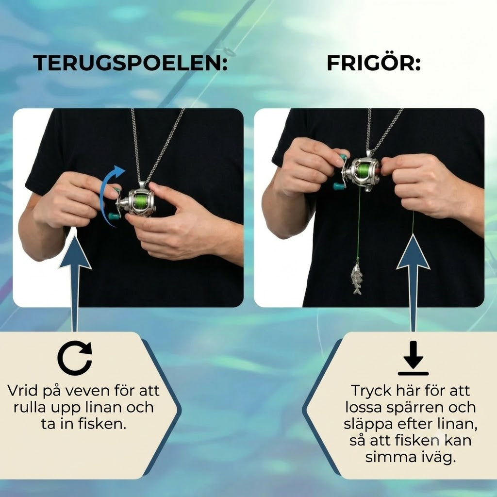 Halsband med miniatyrfiskespö