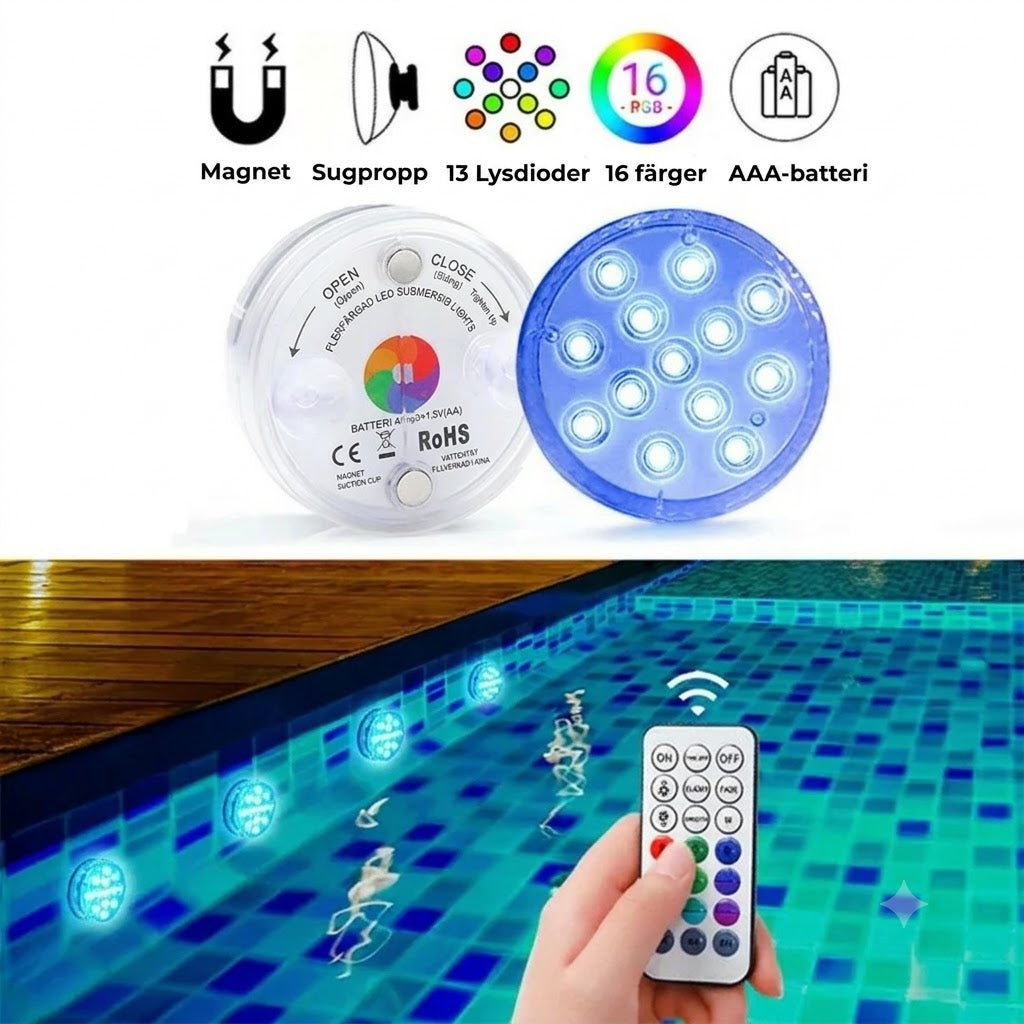 Vattentät RGB-poolbelysning