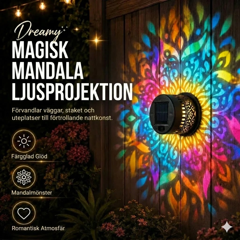 Mandala solcellslampa – vacker projektion & IP65 vattentät