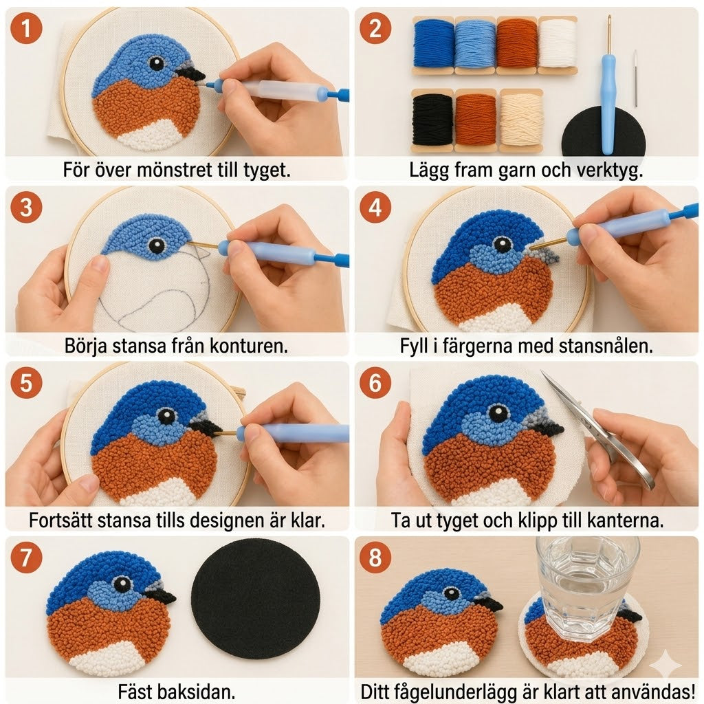 Kreativt DIY-broderiset för underlägg