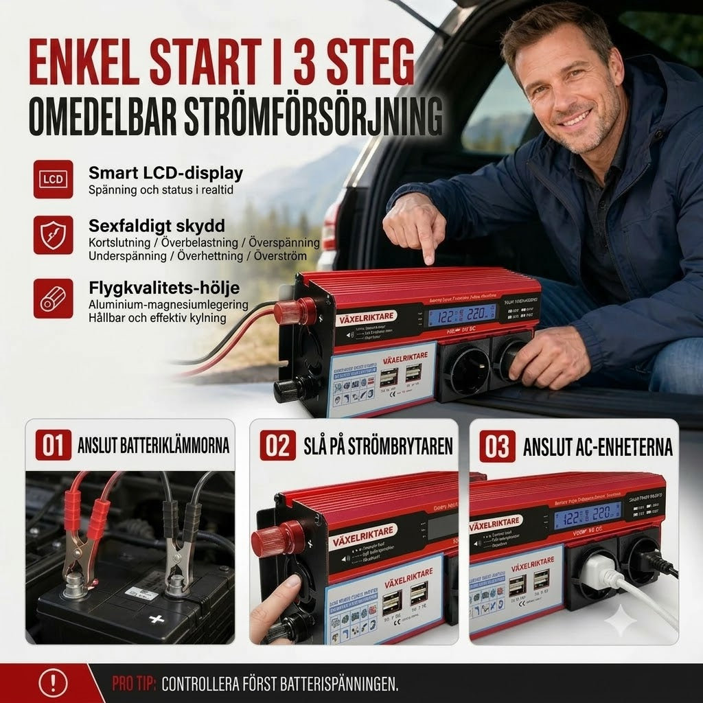Bilomvandlare 12 V till 230 V