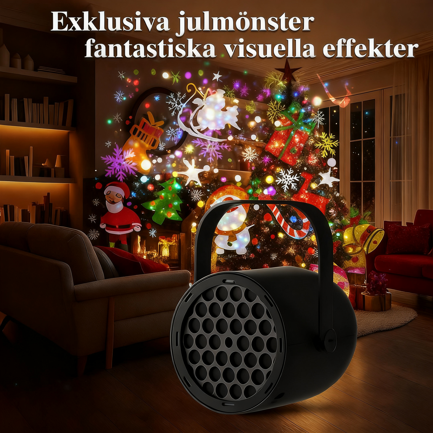 USB-julprojektorljus med 16 mönster