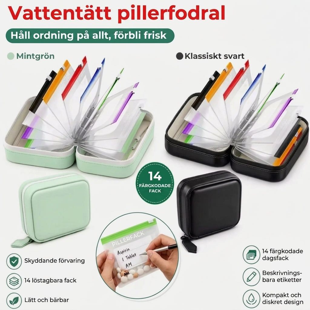 Vattentäta medicinpåsar med färgkodning