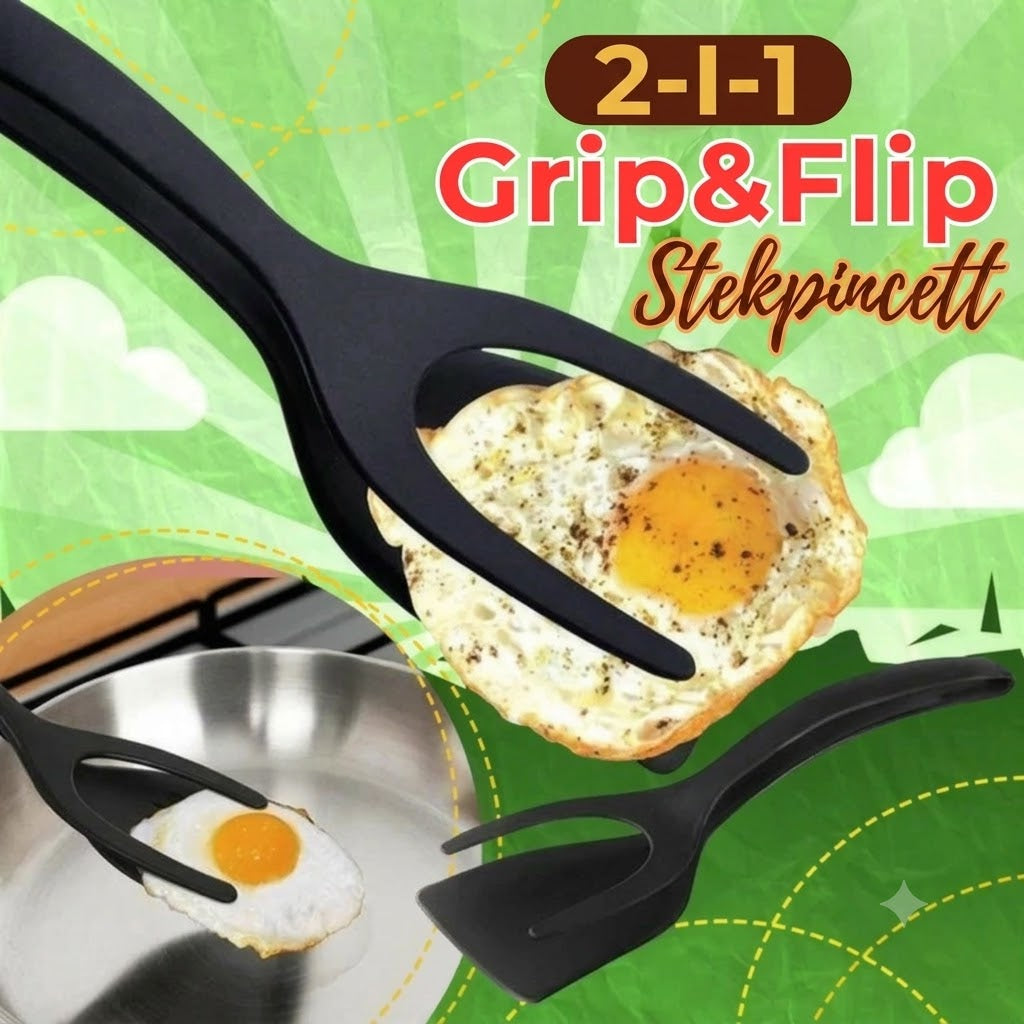 Värmetålig silikontång med stekspade 2 i 1 och halkfritt handtag