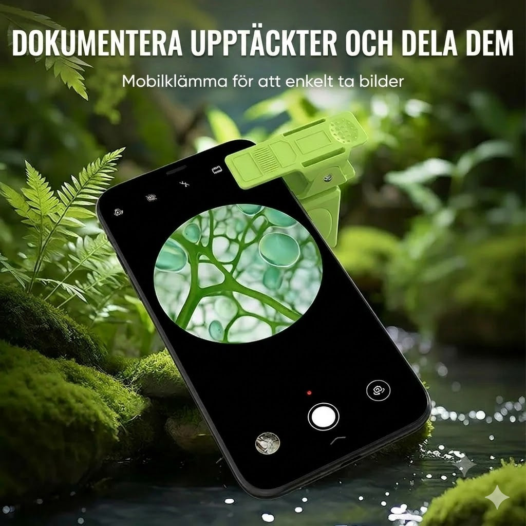 Bärbart pedagogiskt mikroskop med mobilhållare för barn