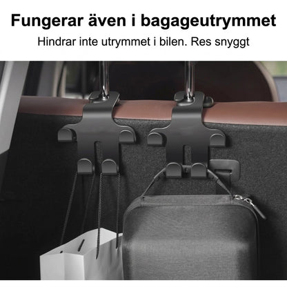 Krokar för bilens nackstöd till väskor 2-pack