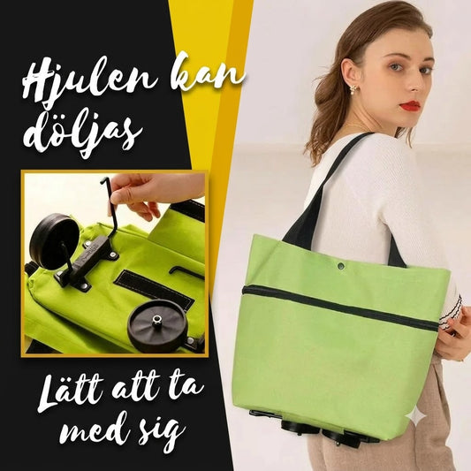 Fristående hopfällbar shoppingvagn i 600D Oxfordtyg med handtag