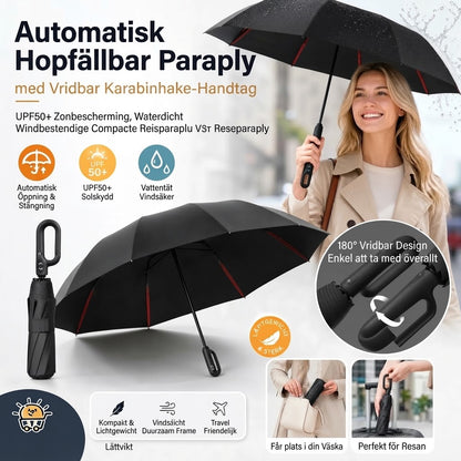 Automatiskt stormsäkert paraply med UV-skydd