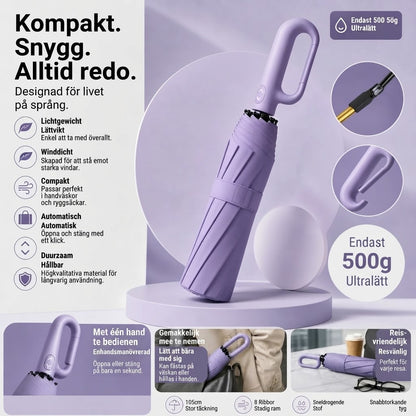Automatiskt stormsäkert paraply med UV-skydd