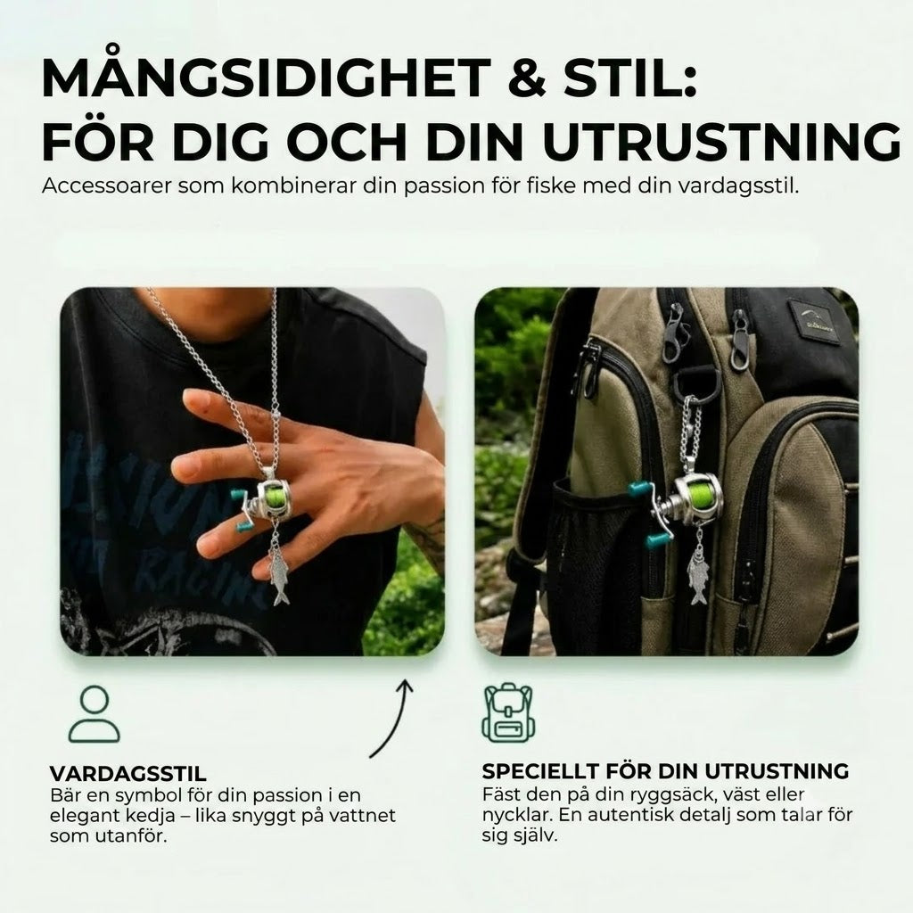 Halsband med miniatyrfiskespö
