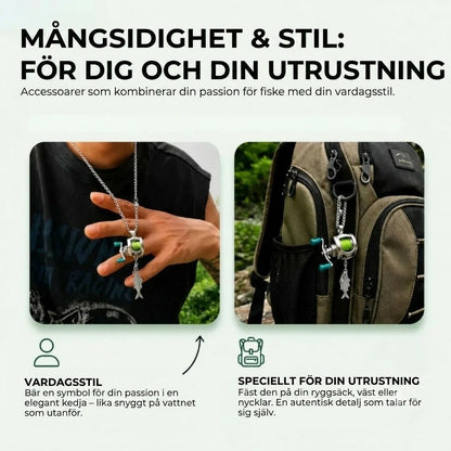 Halsband med miniatyrfiskespö