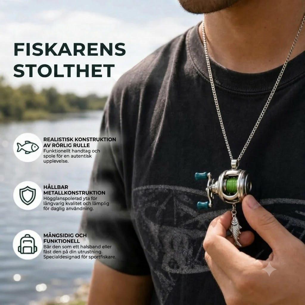 Halsband med miniatyrfiskespö