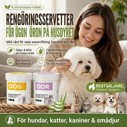 Alkoholfria våtservetter för husdjurs ögon och öron