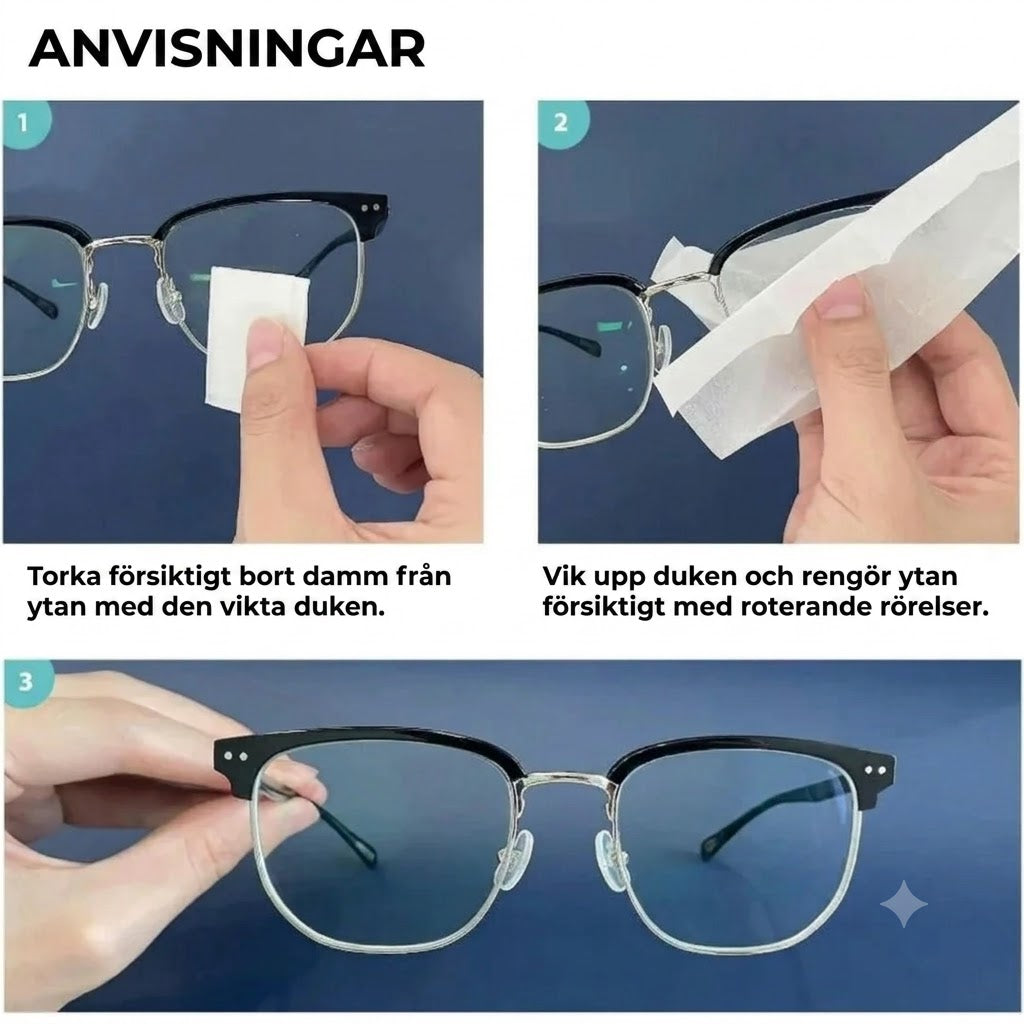 Imfria rengöringsdukar för glasögonlinser – 100 st