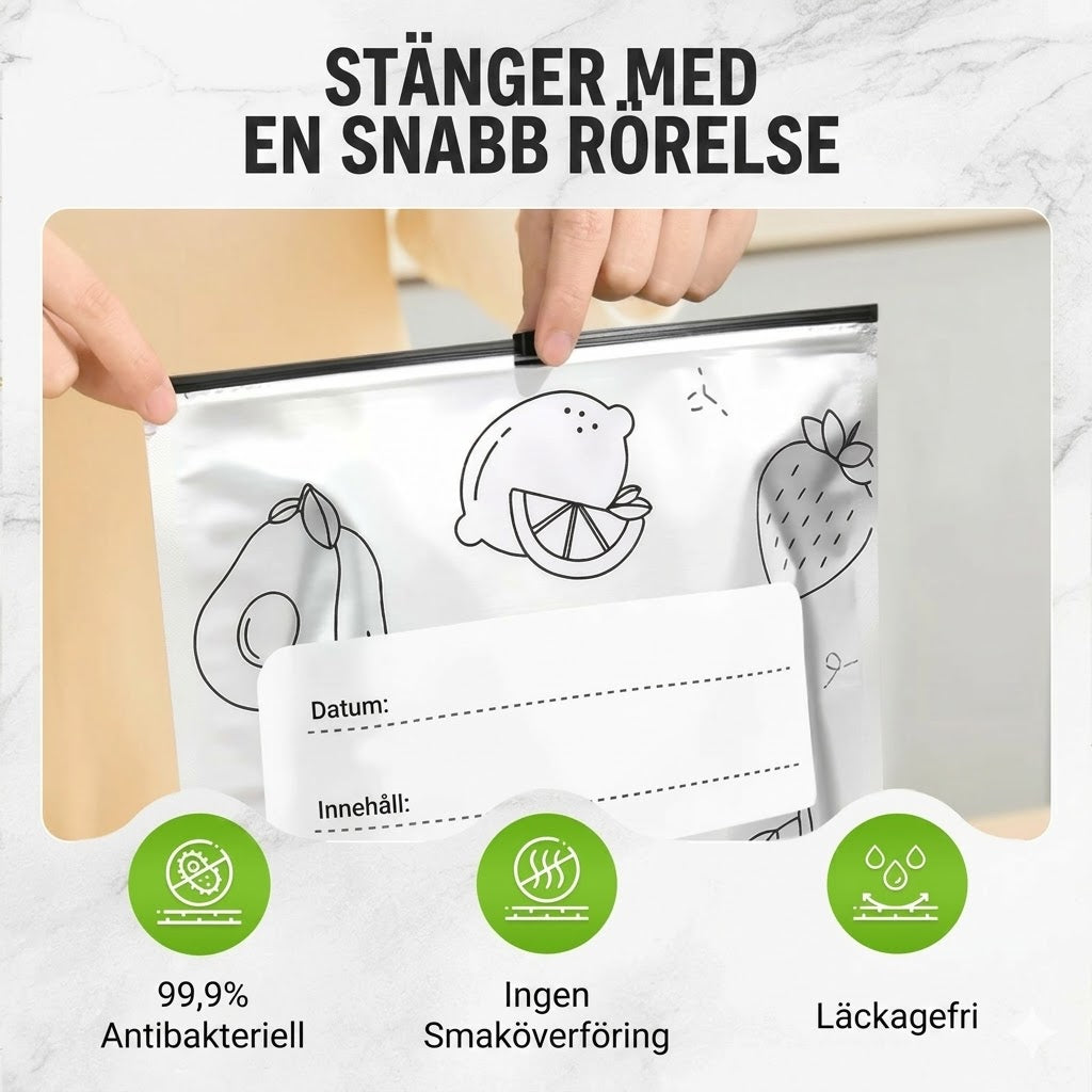 Återanvändbara täta förvaringspåsar i aluminiumfolie (10-pack)