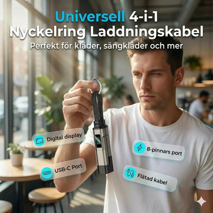 4-i-1 laddkabel med digital display och nyckelring