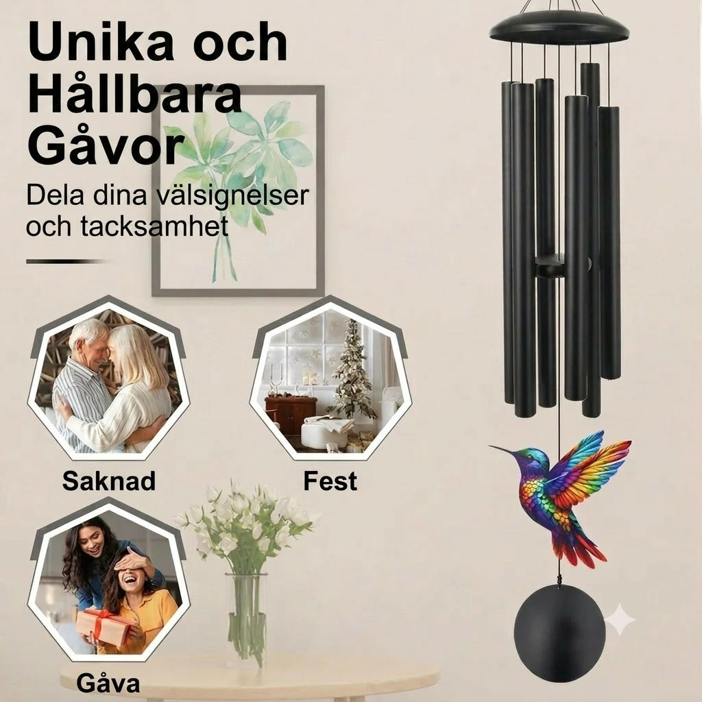Vintage minnesvindspel i metall för trädgården