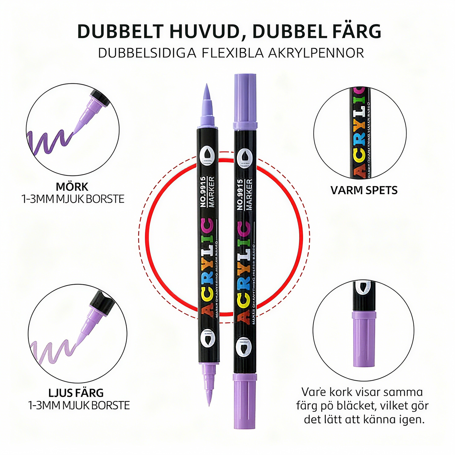 Akrylfärgpenna med dubbla spetsar