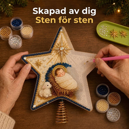 Religiöst DIY-kit för julgranstopp med pärlor och diamanter