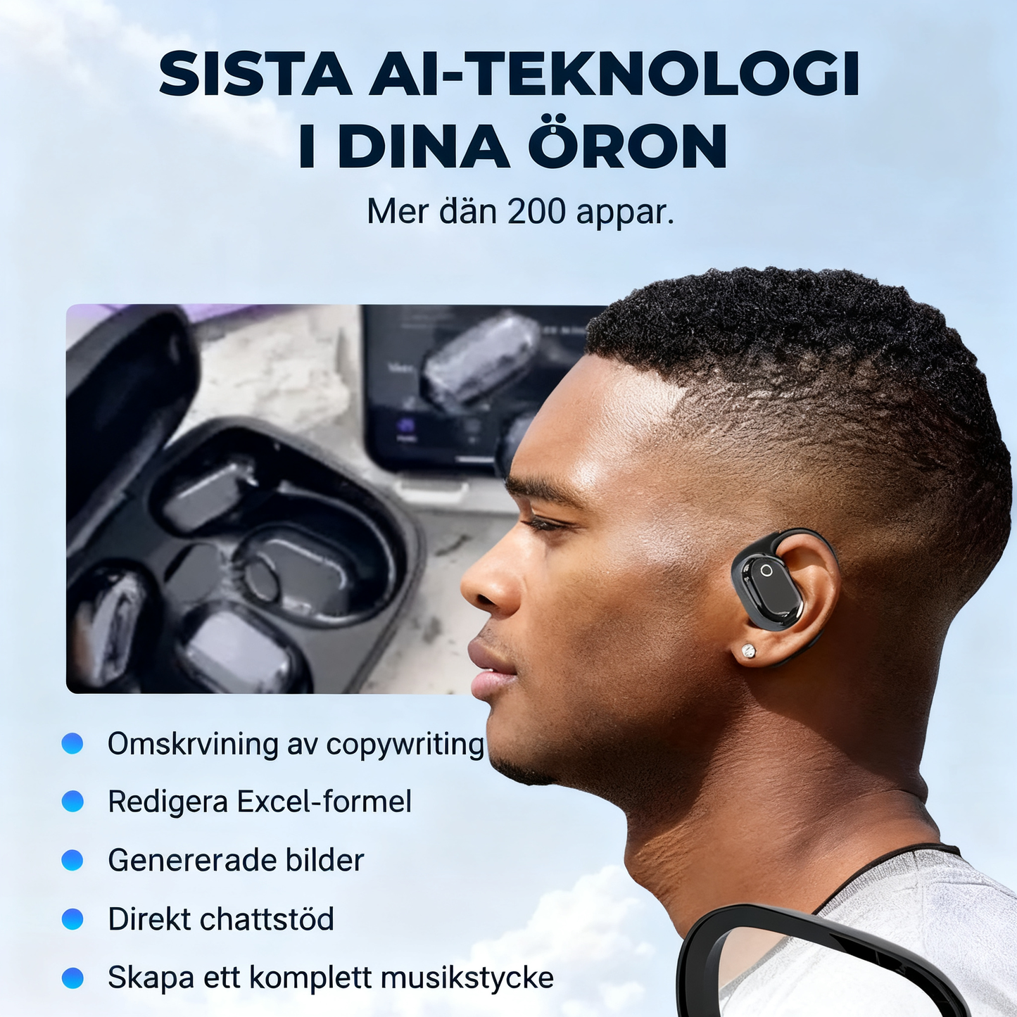 AI-språköversättare hörlurar (talar 75 språk i realtid)