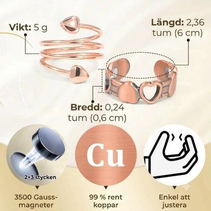 Justerbar kopparring med magneter