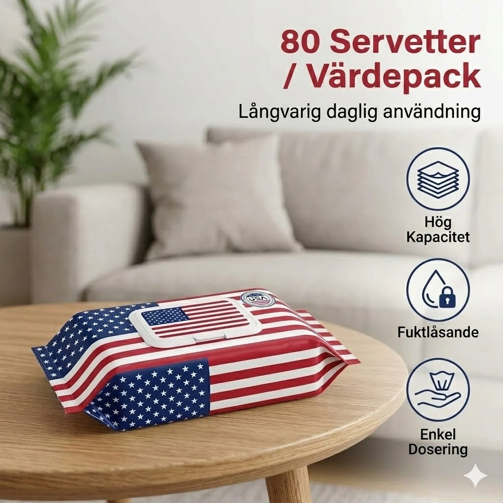 US Nanosilverjon-våtservetter med ultra-rengöring (80 st/förpackning)