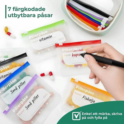 Vattentäta medicinpåsar med färgkodning