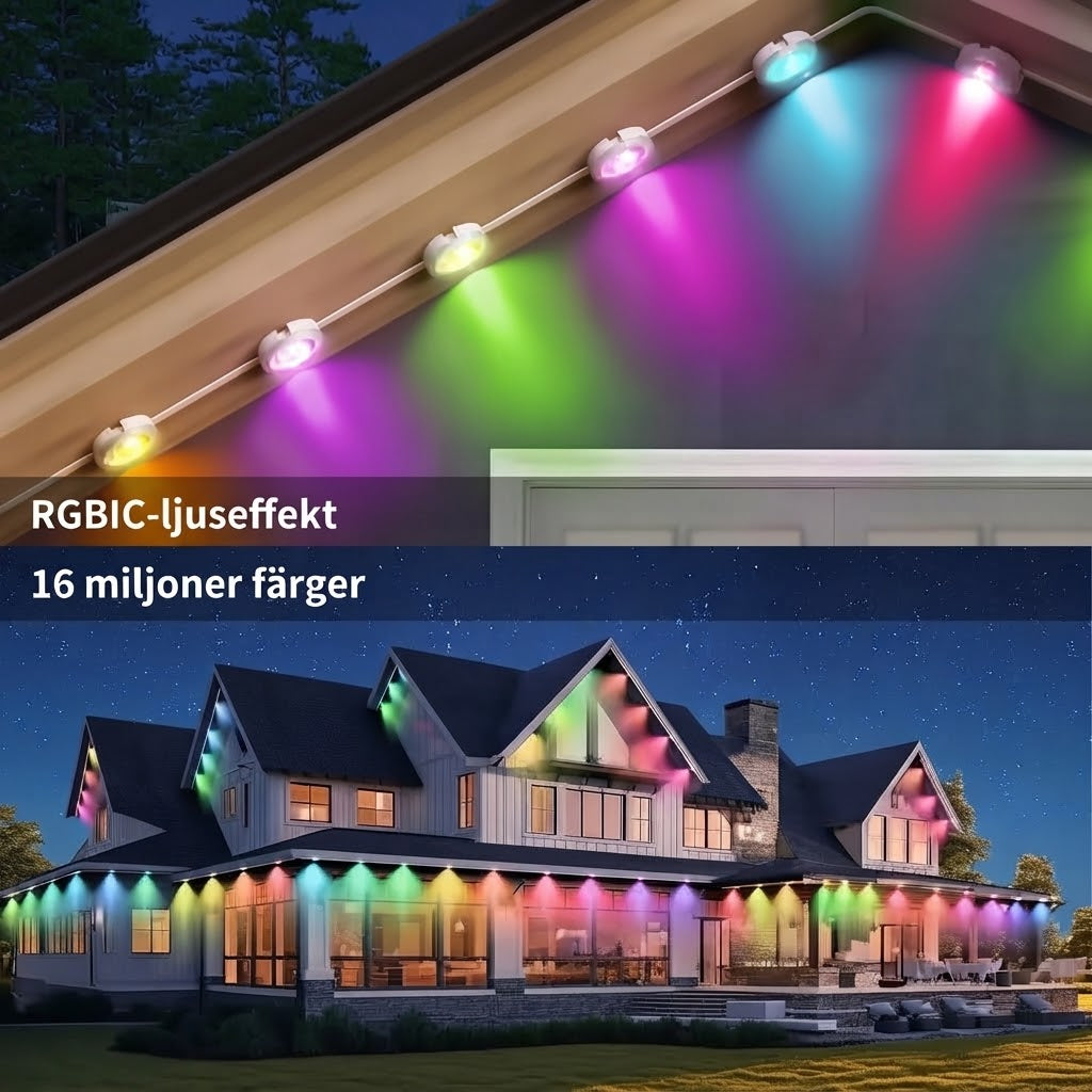 Smart RGB-ljusslinga för utomhusbruk med appstyrning