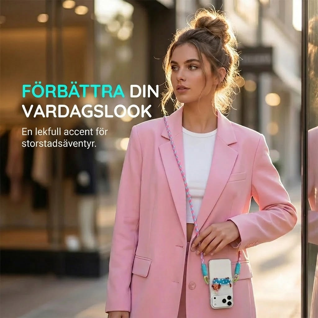 Mobiltelefonklämma med djurmotiv och handledsrem