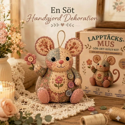 Komplett DIY-set för en patchworkmus - Inkluderar allt material