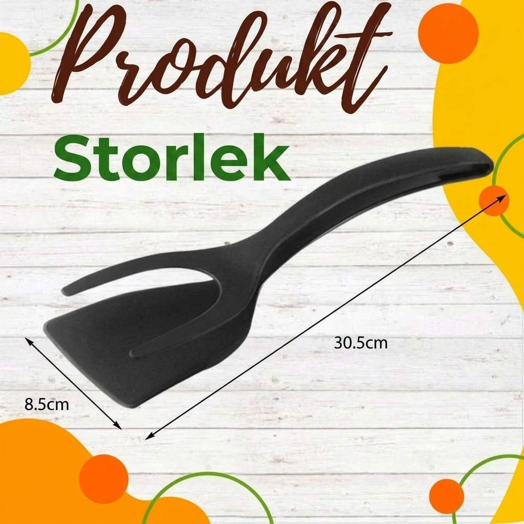 Värmetålig silikontång med stekspade 2 i 1 och halkfritt handtag