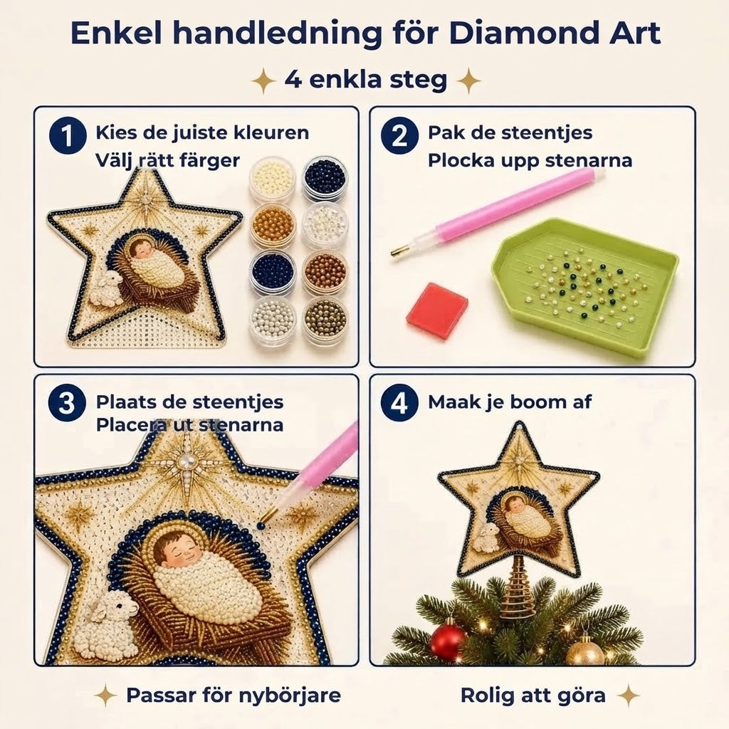 Religiöst DIY-kit för julgranstopp med pärlor och diamanter
