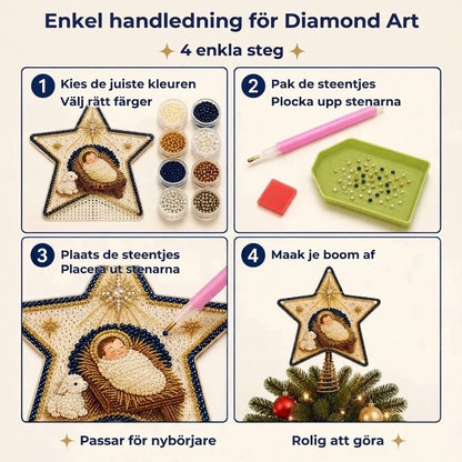 Religiöst DIY-kit för julgranstopp med pärlor och diamanter