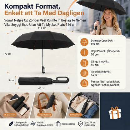 Automatiskt stormsäkert paraply med UV-skydd