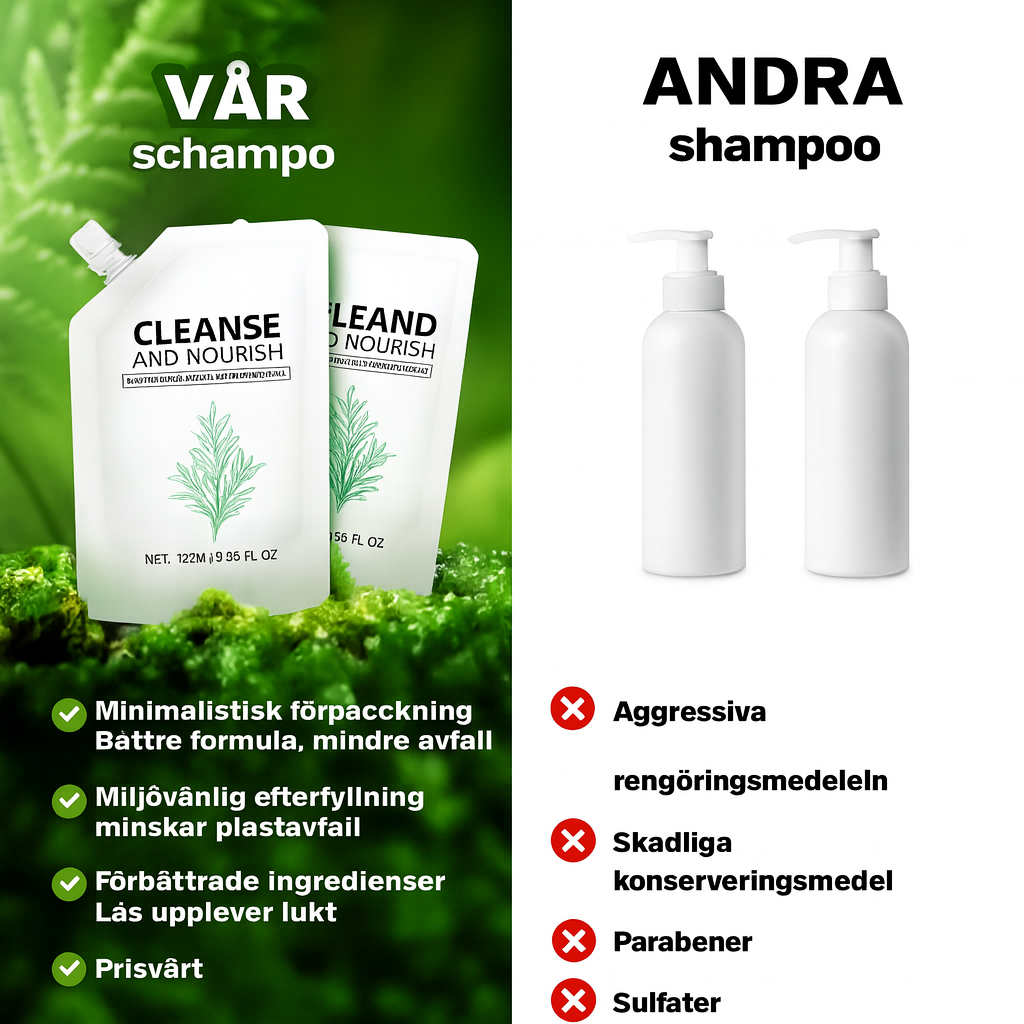 Rent fräschörsschampo med glansboost