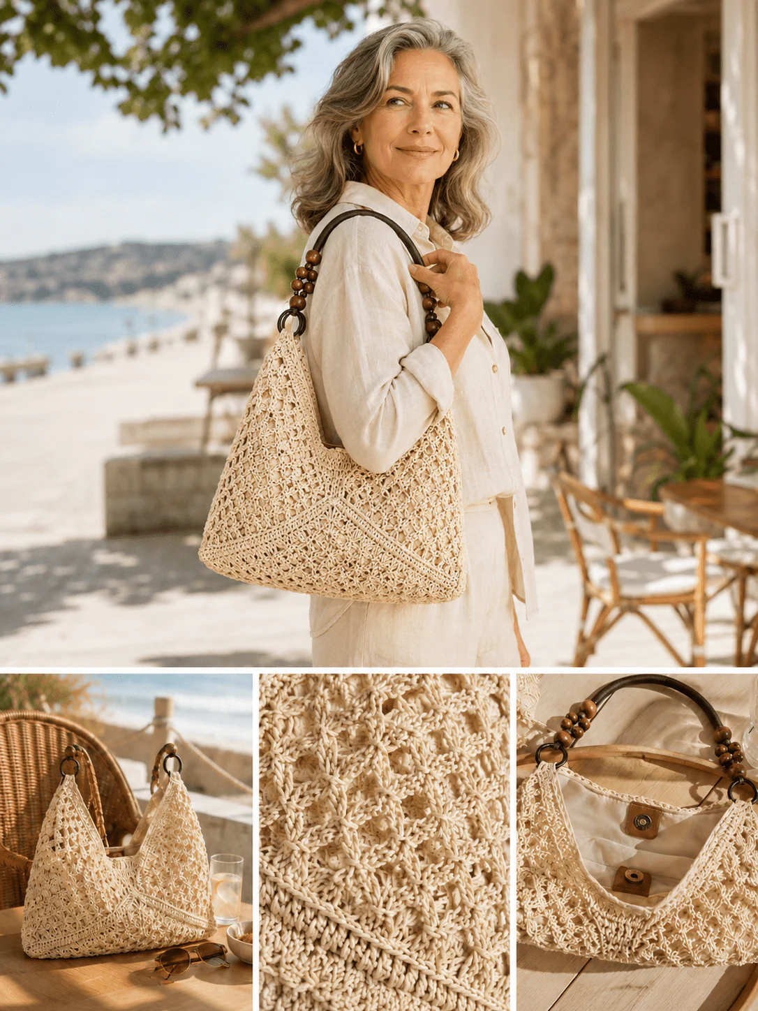 Boho Classic vävd shopperväska