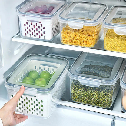 Frukt- och grönsaksbox med avtagbart durkslag – skölj, förvara och håll fräscht