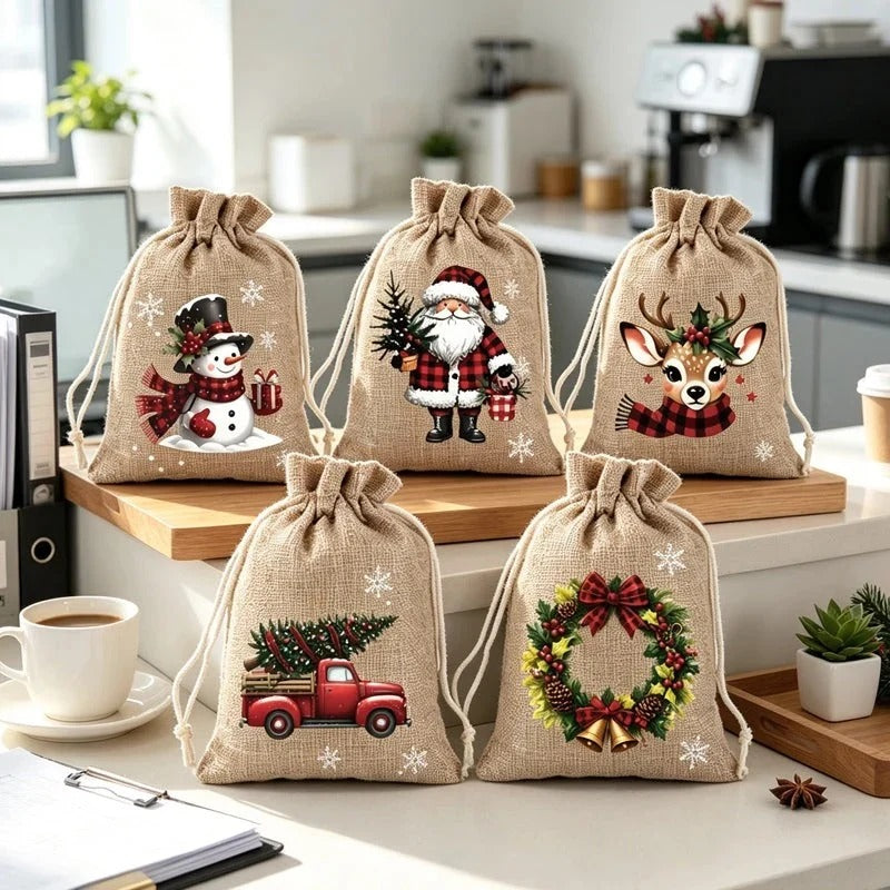 Julpresentpåsar med dragsko 5-pack