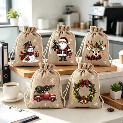 Julpresentpåsar med dragsko 5-pack