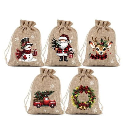 Julpresentpåsar med dragsko 5-pack