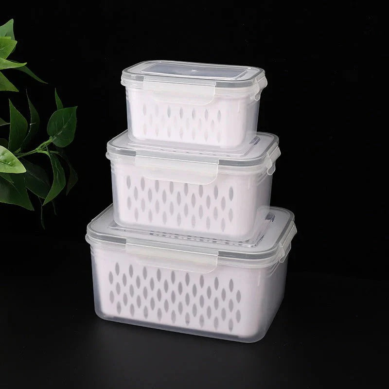 Frukt- och grönsaksbox med avtagbart durkslag – skölj, förvara och håll fräscht