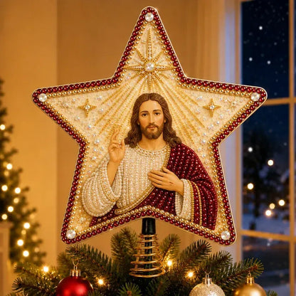 Religiöst DIY-kit för julgranstopp med pärlor och diamanter