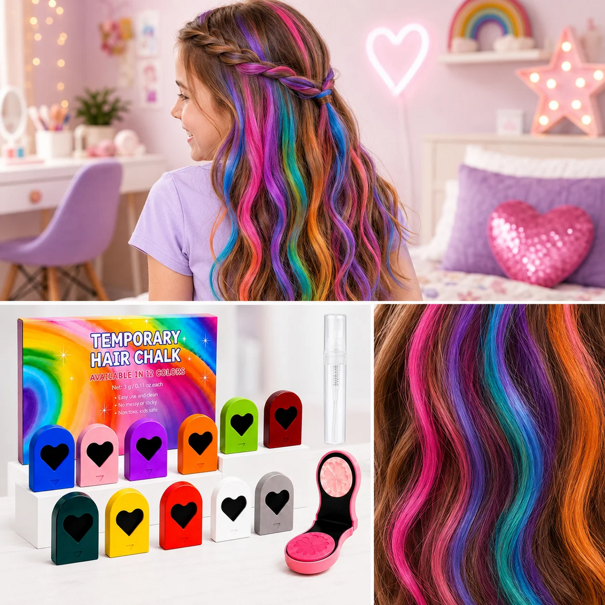 ColorPop urtvättbara hårkritor 12 färger
