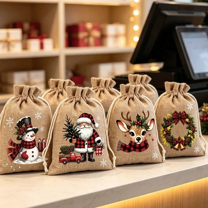 Julpresentpåsar med dragsko 5-pack