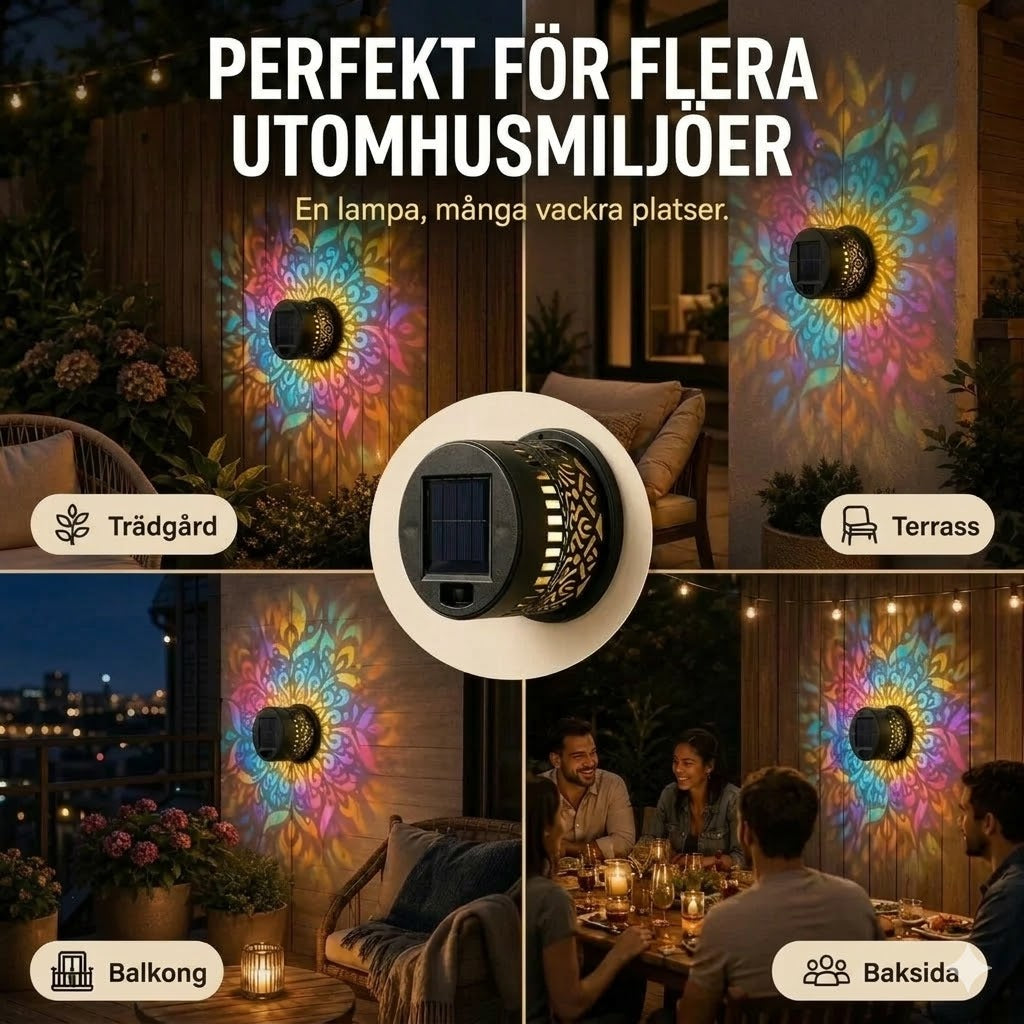 Mandala solcellslampa – vacker projektion & IP65 vattentät
